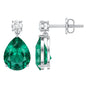 3.4 Carat Pear Cut Lab Created Emerald and Diamond Teardrop Earrings