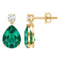 3.4 Carat Pear Cut Lab Created Emerald and Diamond Teardrop Earrings