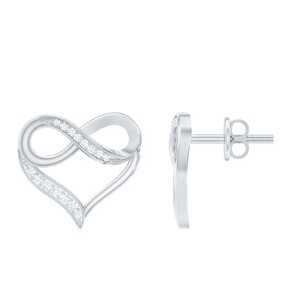 Moissanite Infinity and Heart Stud Earrings
