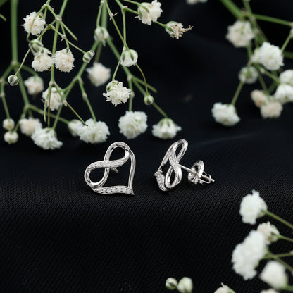 Moissanite Infinity and Heart Stud Earrings