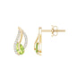 Natural Peridot Leaf Earrings with Diamond for Women