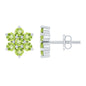 Real Peridot Flower Cluster Stud Earrings