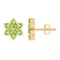 Real Peridot Flower Cluster Stud Earrings