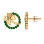 Genuine Emerald Clover Stud Earrings for Women
