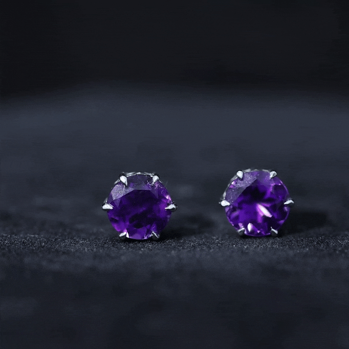 Natural 2.4 Carat Amethyst Solitaire Stud Earrings with Certificate