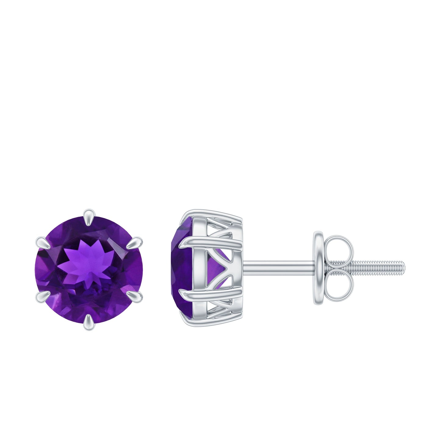Natural 2.4 Carat Amethyst Solitaire Stud Earrings with Certificate
