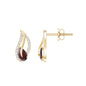 Pear Shape Garnet and Diamond Leaf Stud Earrings