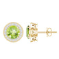 Natural 1.5 Carat Peridot Stud Earrings with Diamond Halo