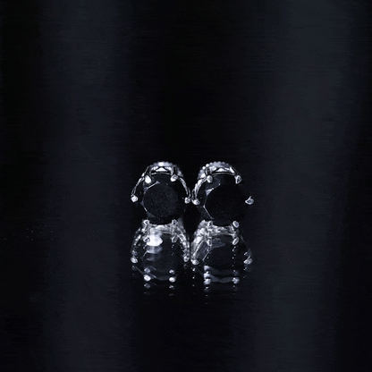 Black Onyx Solitaire Stud Earrings in Claw Setting