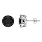 Black Onyx Solitaire Stud Earrings in Claw Setting