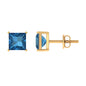 Princess Cut 2 Carat London Blue Topaz Solitaire Stud Earrings