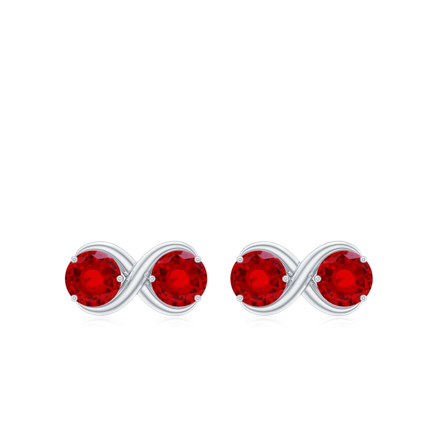 Two Stone Infinity Stud Earrings with Created Ruby for Women