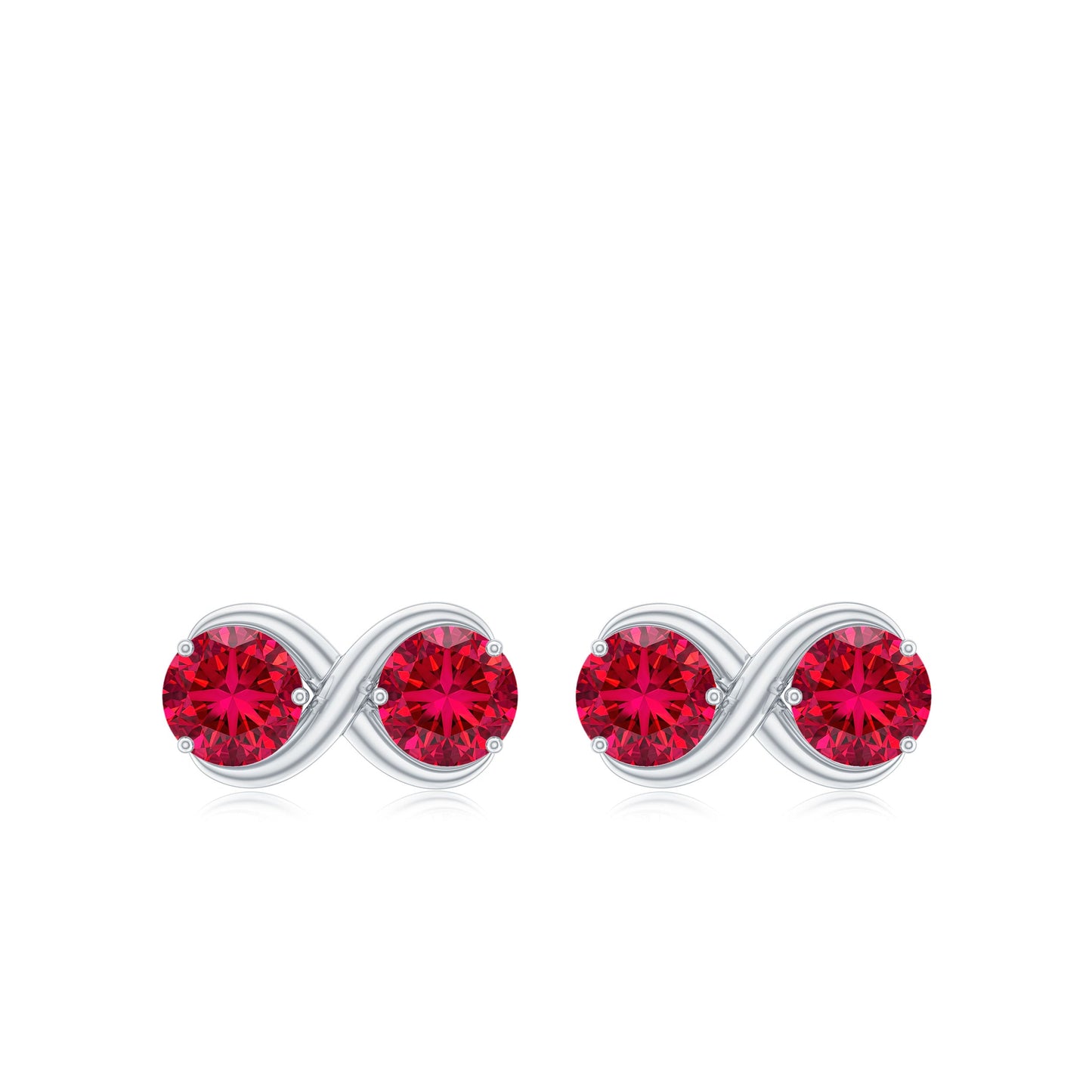 Two Stone Infinity Stud Earrings with Created Ruby for Women