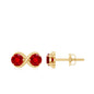 Two Stone Infinity Stud Earrings with Created Ruby for Women