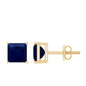 0.9 Carat Solitaire Blue Sapphire Princess Cut Stud Earrings