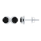 Genuine Black Spinel Two Stone Infinity Stud Earrings