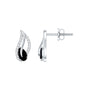Genuine Pear Shape Black Onyx leaf Stud Earrings With Certificate