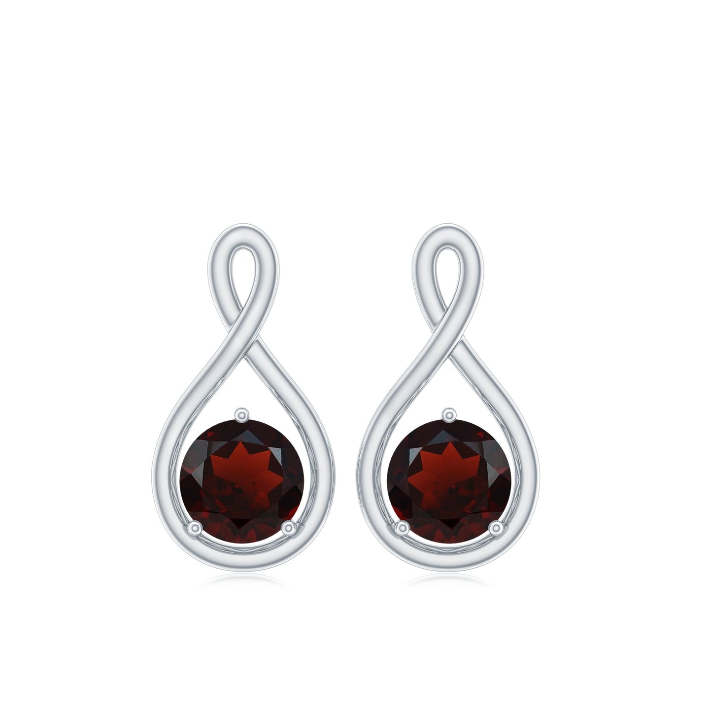 0.6 Carat Round Shaped Garnet Infinity Stud Earrings
