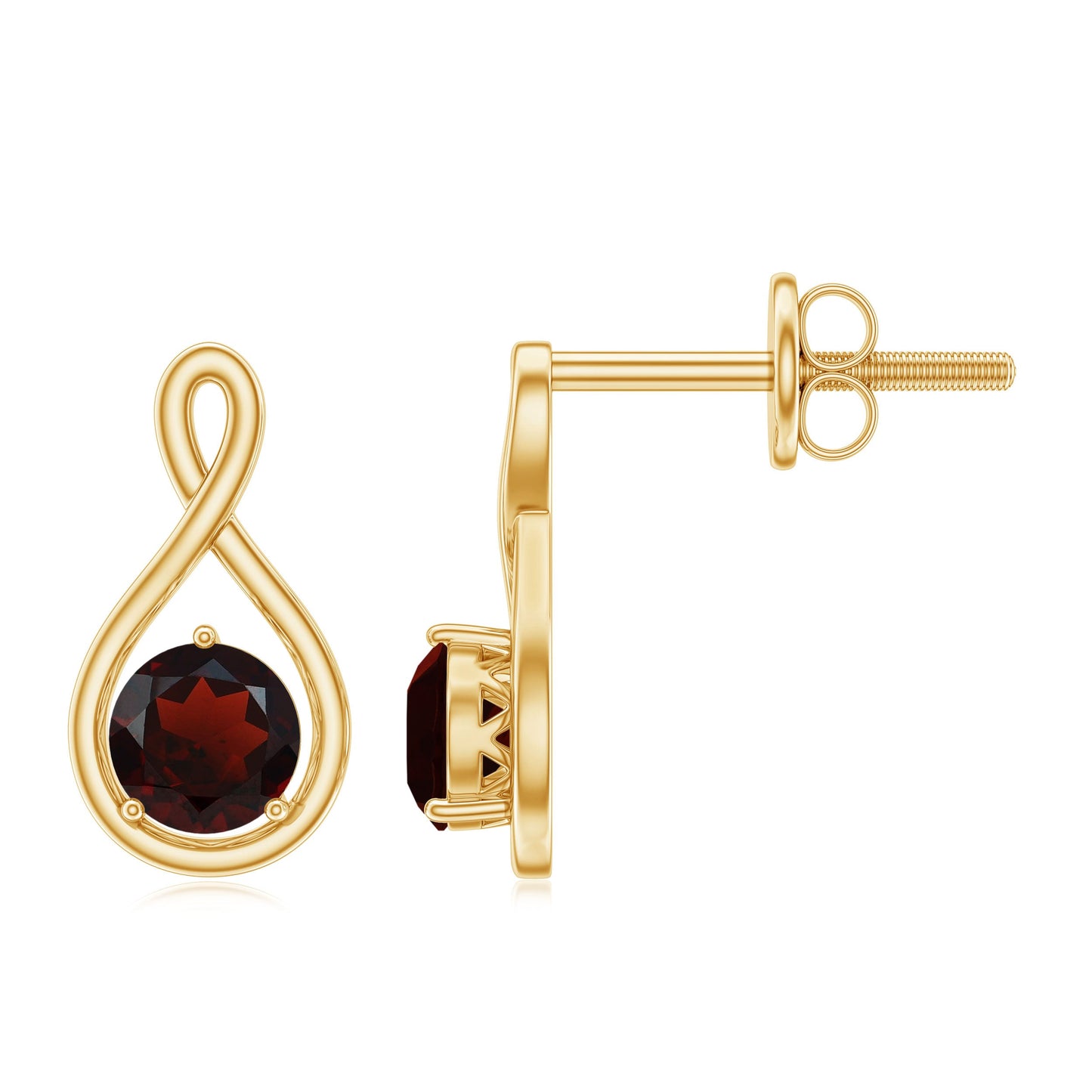 0.6 Carat Round Shaped Garnet Infinity Stud Earrings