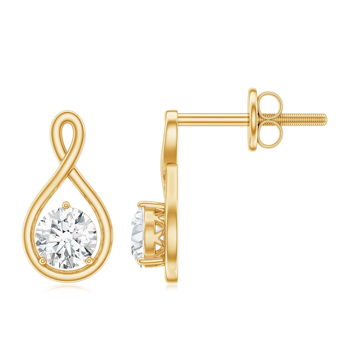 0.6 CT Round Cut Moissanite Infinity Stud Earrings