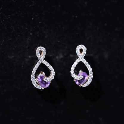 Amethyst Infinity Stud Earrings with Diamond