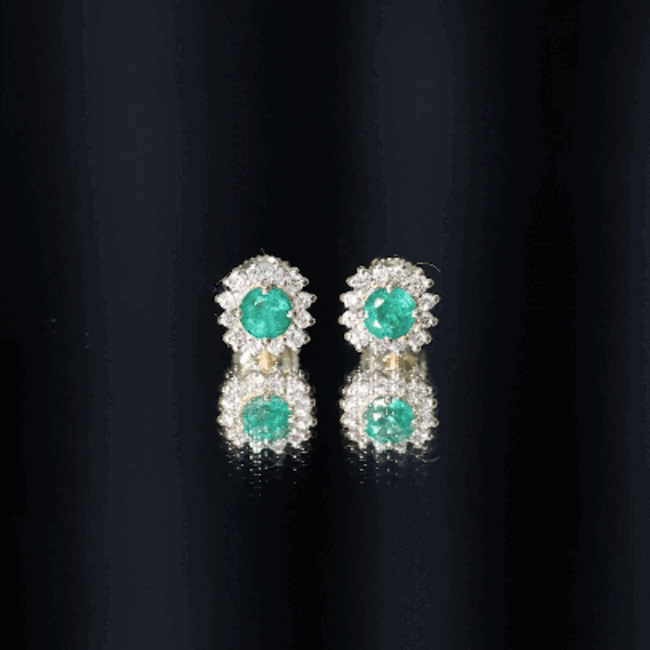 Classic Emerald Stud Earrings with Diamond Halo