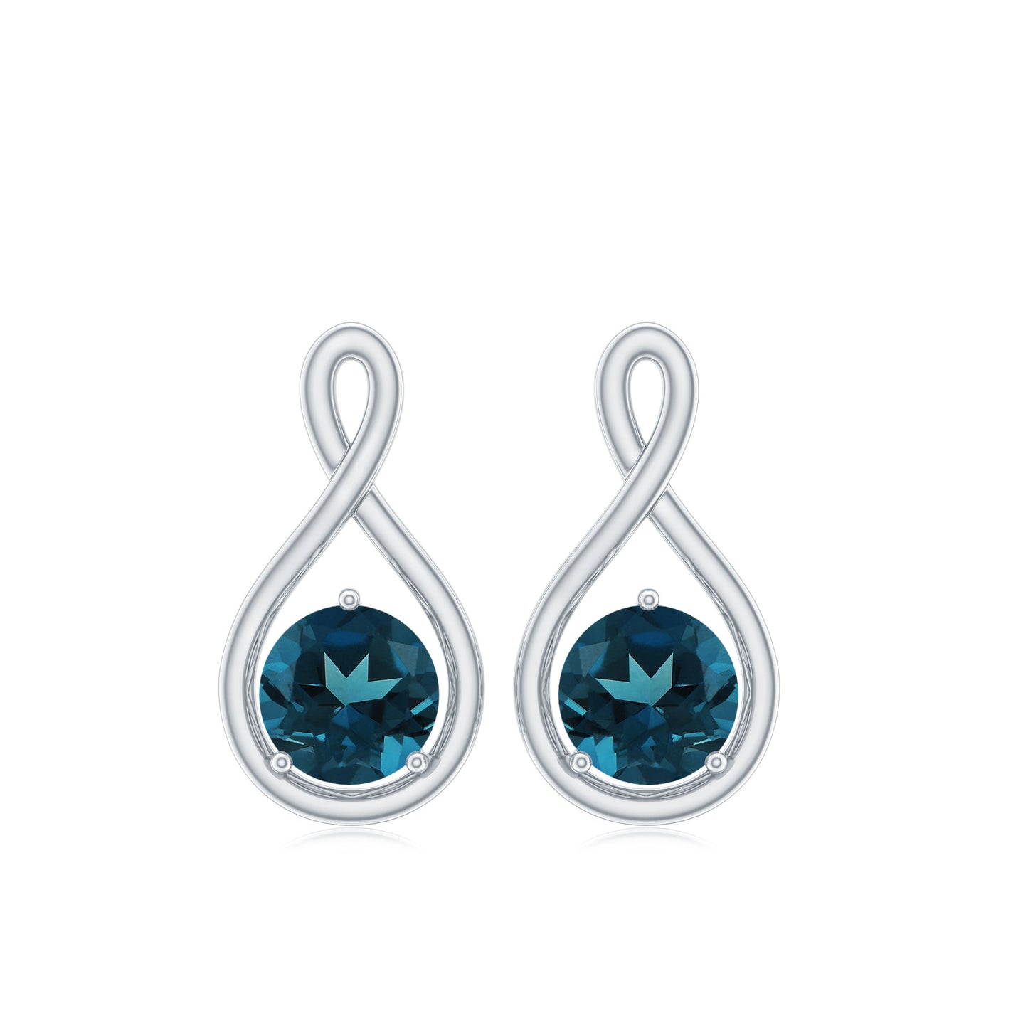 1.2 Carat London Blue Topaz Solitaire Infinity Stud Earrings