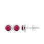 Genuine Ruby Two Stone Infinity Stud Earrings