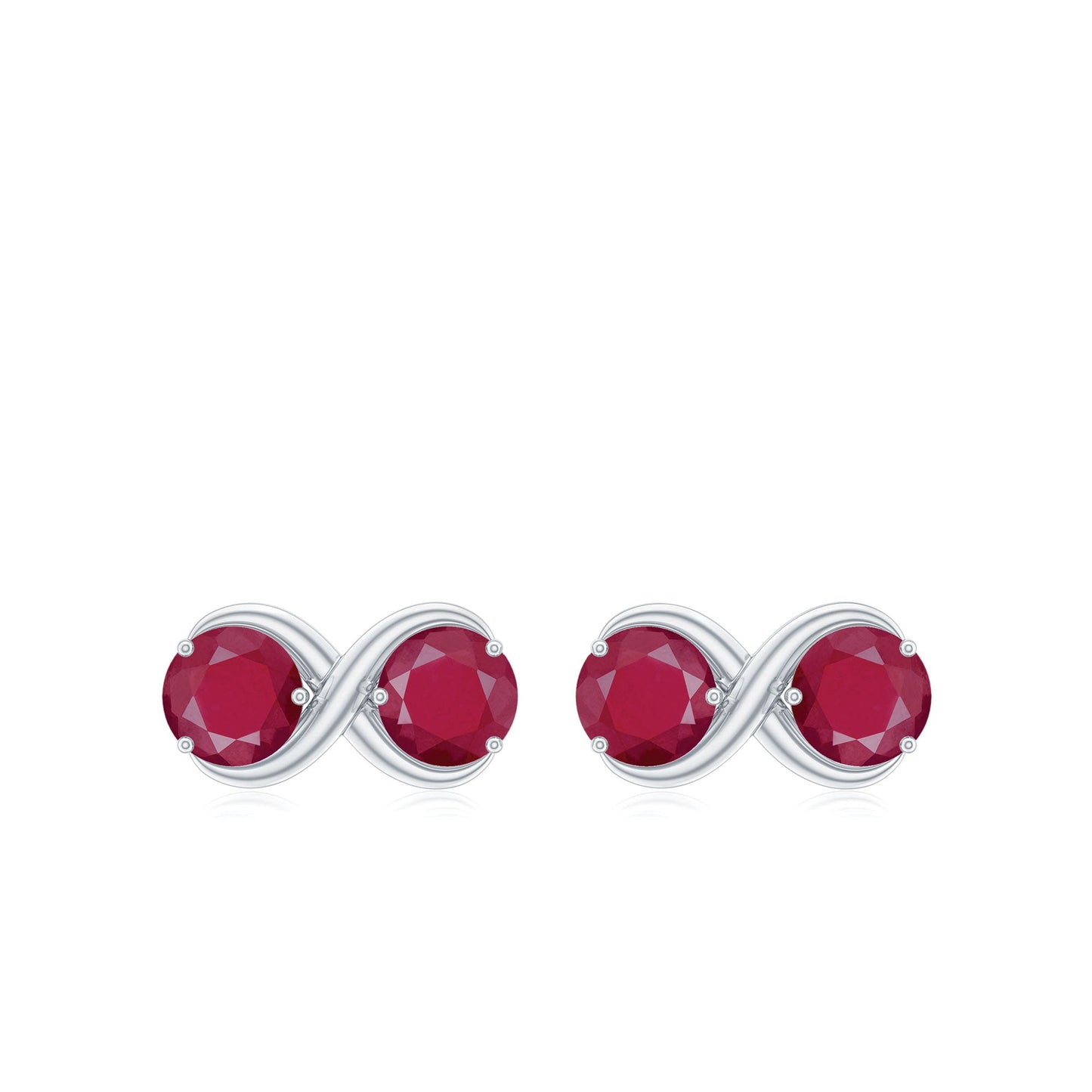 Genuine Ruby Two Stone Infinity Stud Earrings