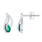 Lab Created Emerald and Diamond Leaf Stud Earrings