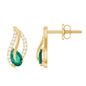 Lab Created Emerald and Diamond Leaf Stud Earrings