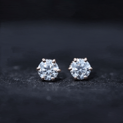 Claw Set Moissanite Solitaire Stud Earrings with Screw Backs