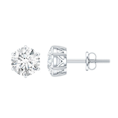 Claw Set Moissanite Solitaire Stud Earrings with Screw Backs