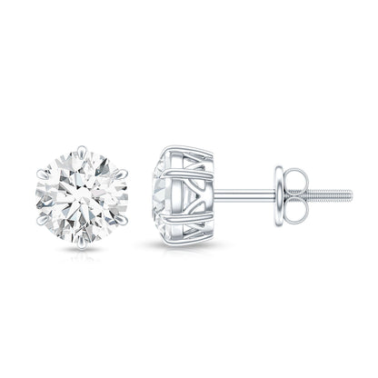 Claw Set Moissanite Solitaire Stud Earrings with Screw Backs