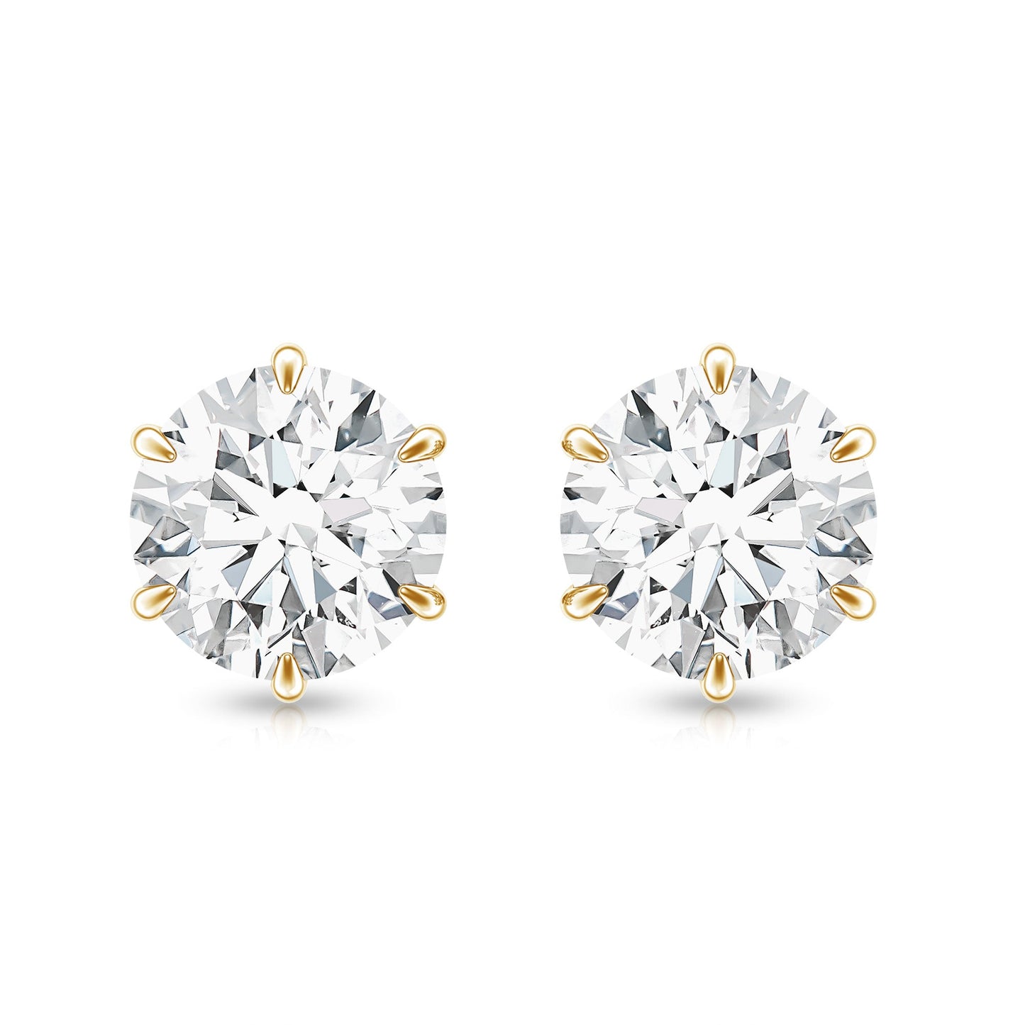 Claw Set Moissanite Solitaire Stud Earrings with Screw Backs