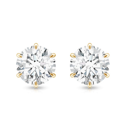Claw Set Moissanite Solitaire Stud Earrings with Screw Backs