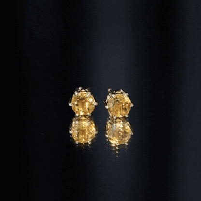 2.4 Carat Claw Set Citrine Solitaire Stud Earrings