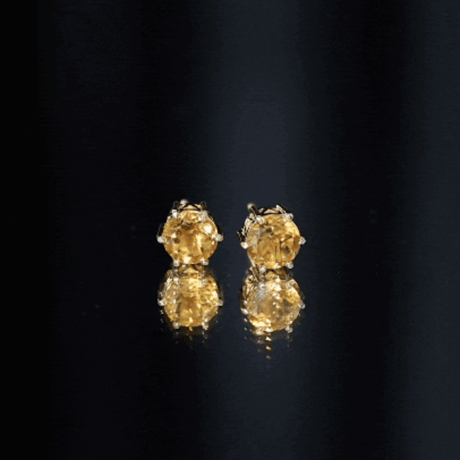 2.4 Carat Claw Set Citrine Solitaire Stud Earrings
