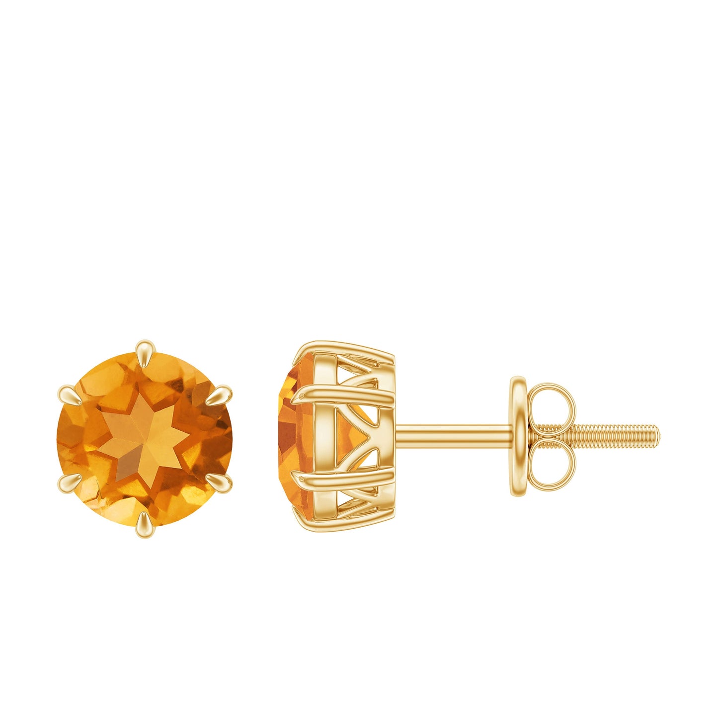 2.4 Carat Claw Set Citrine Solitaire Stud Earrings