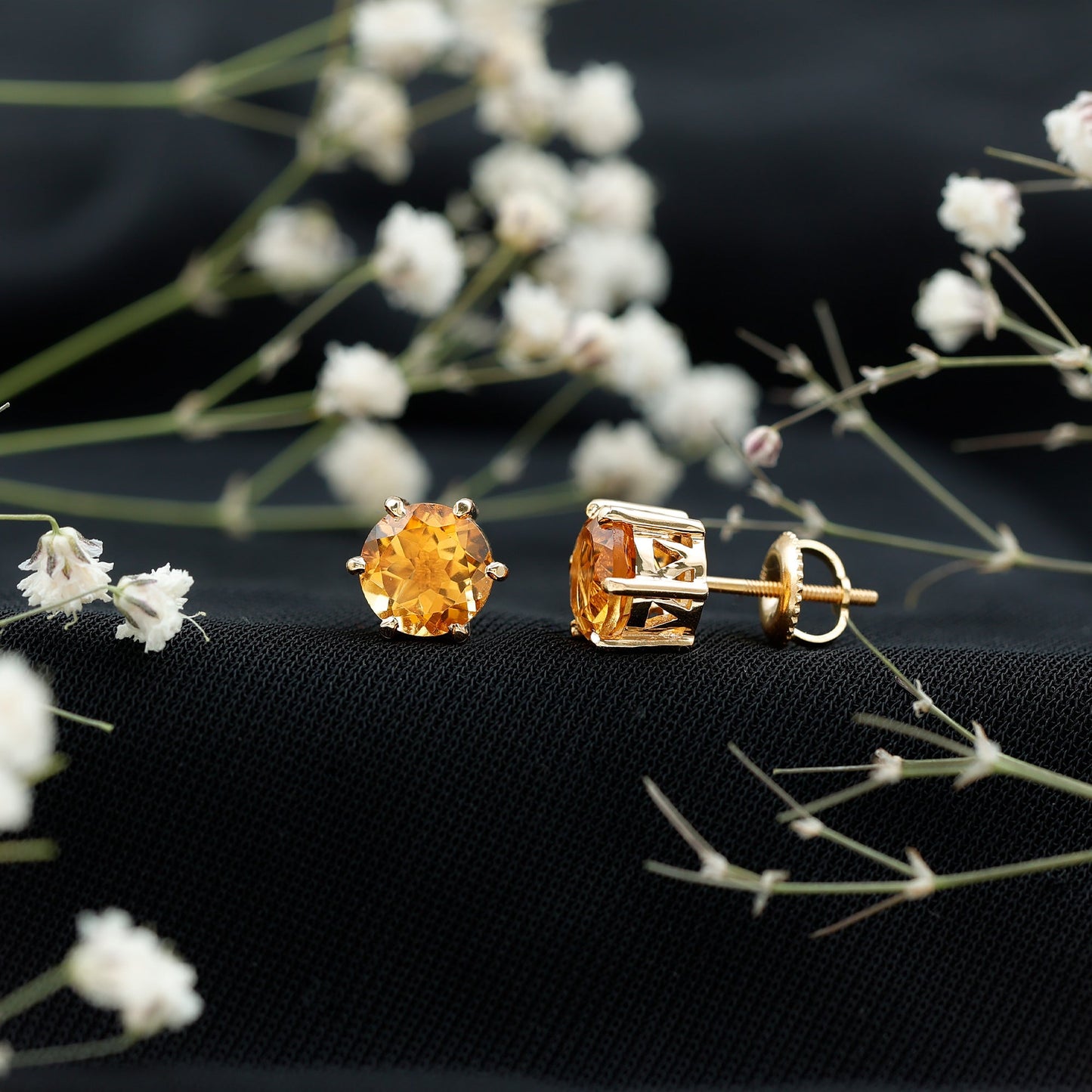 2.4 Carat Claw Set Citrine Solitaire Stud Earrings