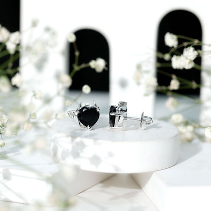Certified Lab Grown Black Diamond Gothic Stud Earrings with Diamond