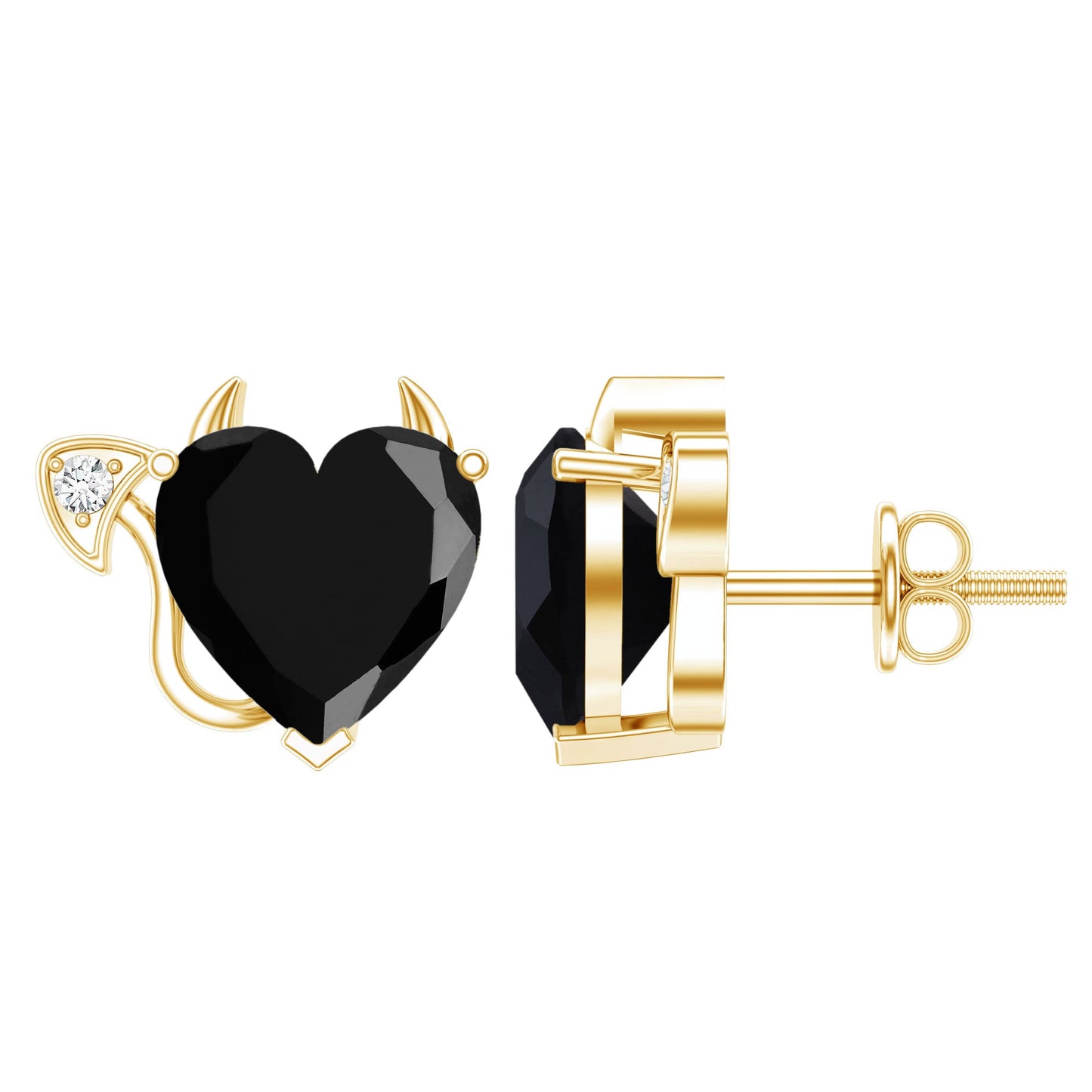 Certified Lab Grown Black Diamond Gothic Stud Earrings with Diamond