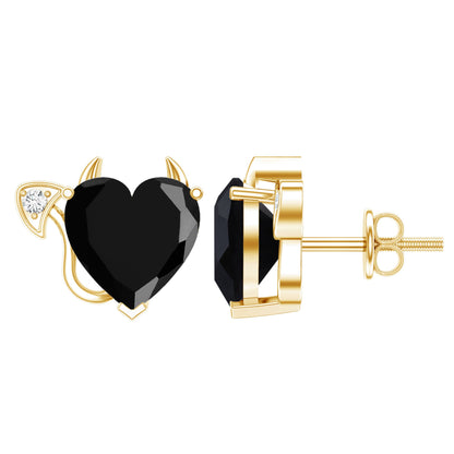 Certified Lab Grown Black Diamond Gothic Stud Earrings with Diamond
