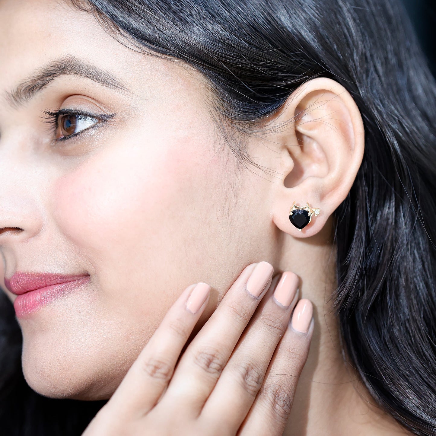 Certified Lab Grown Black Diamond Gothic Stud Earrings with Diamond