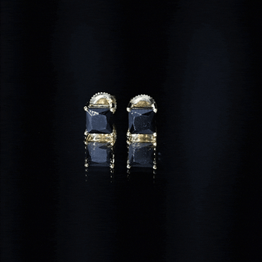 Princess Cut Lab Grown Black Diamond Solitaire Stud Earrings
