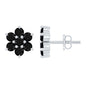 Genuine Black Onyx Flower Cluster Stud Earrings