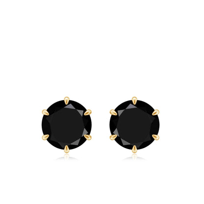 Natural Black Onyx December Birthstone Earrings with Screw Back