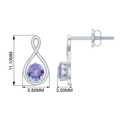 1 Carat Round Shape Tanzanite Infinity Stud Earrings for Women