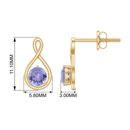 1 Carat Round Shape Tanzanite Infinity Stud Earrings for Women