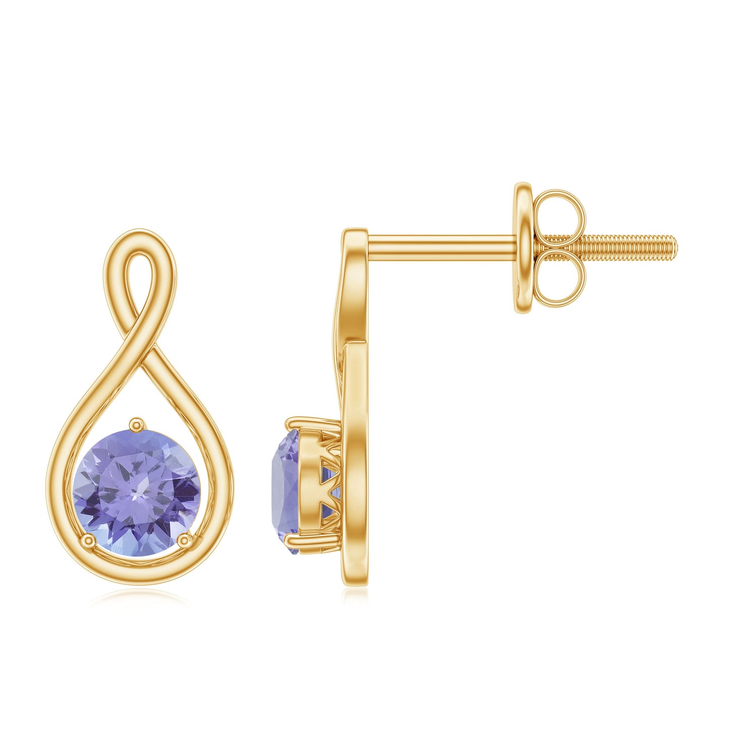 1 Carat Round Shape Tanzanite Infinity Stud Earrings for Women